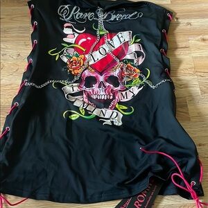 Black Dress with Skull and Heart Design